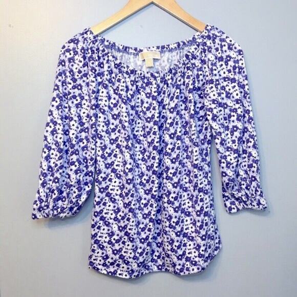 MICHAEL Michael Kors Purple & White Floral Off Shoulder Top - Picture 5 of 10